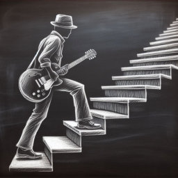 Guitarist on stairs