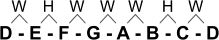 Scale of D minor root tones with distances